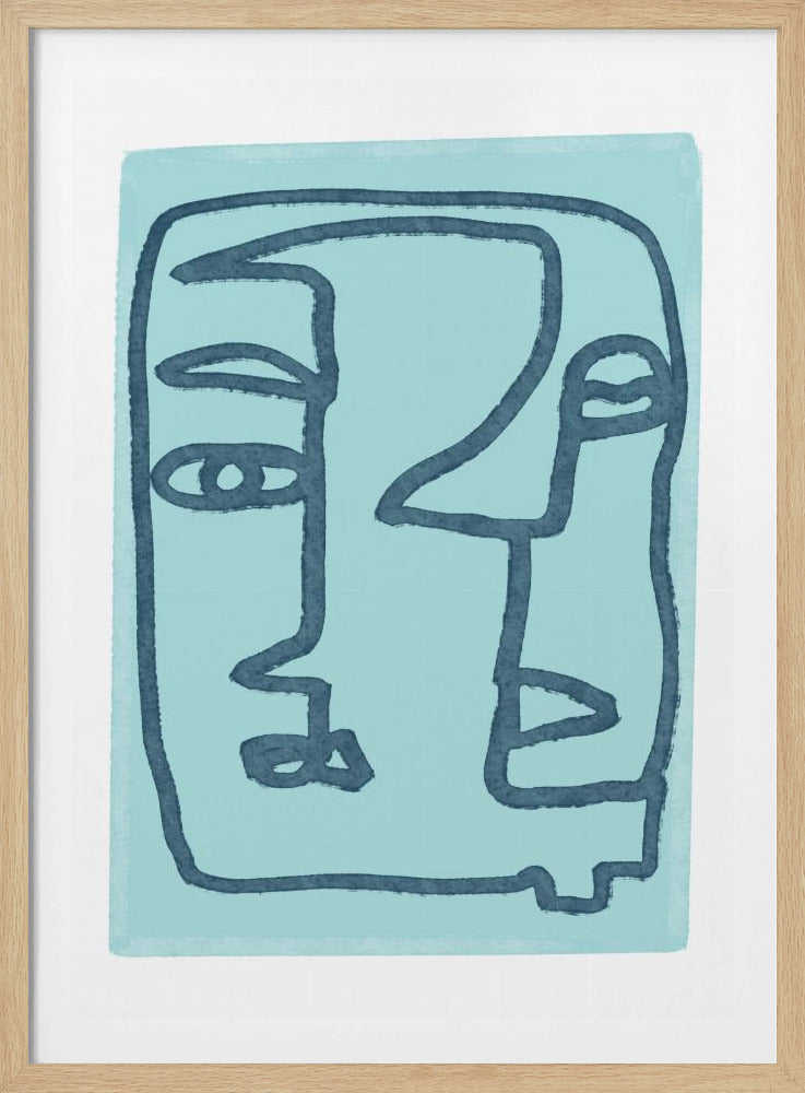 Blaue abstrakte Gesichter | Poster