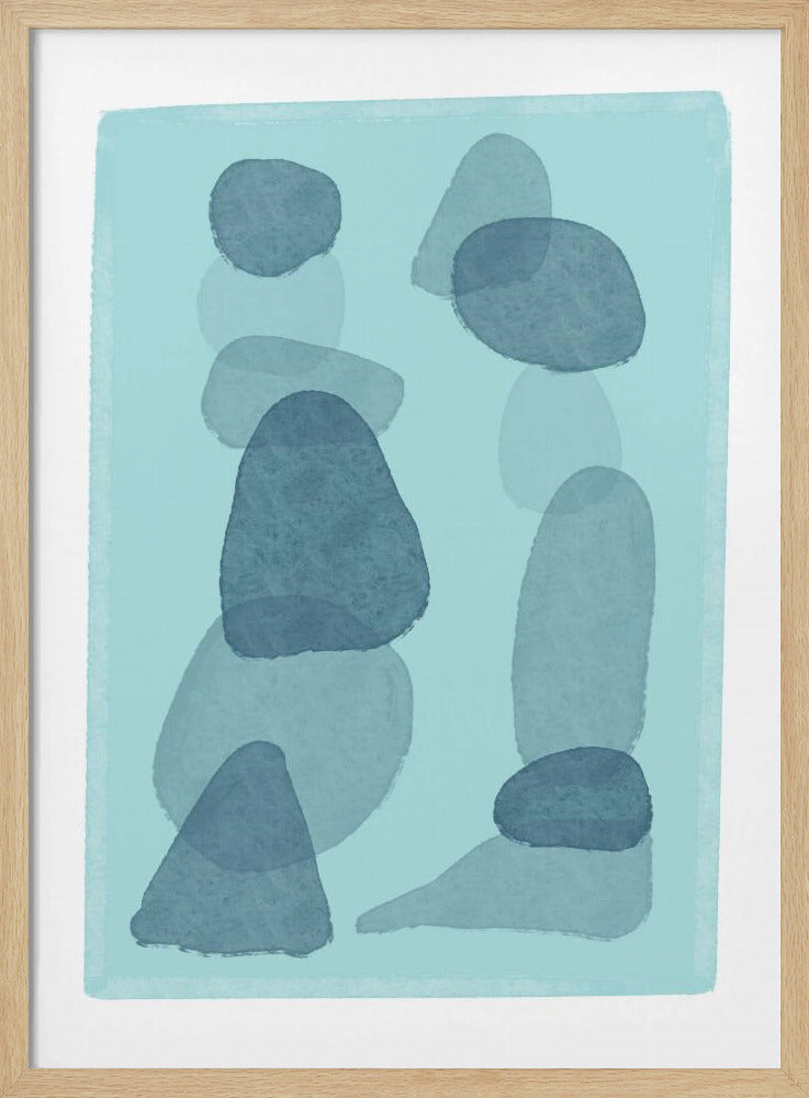 Aquarellflecken blau abstrakt minimal moderne Kunst | Poster