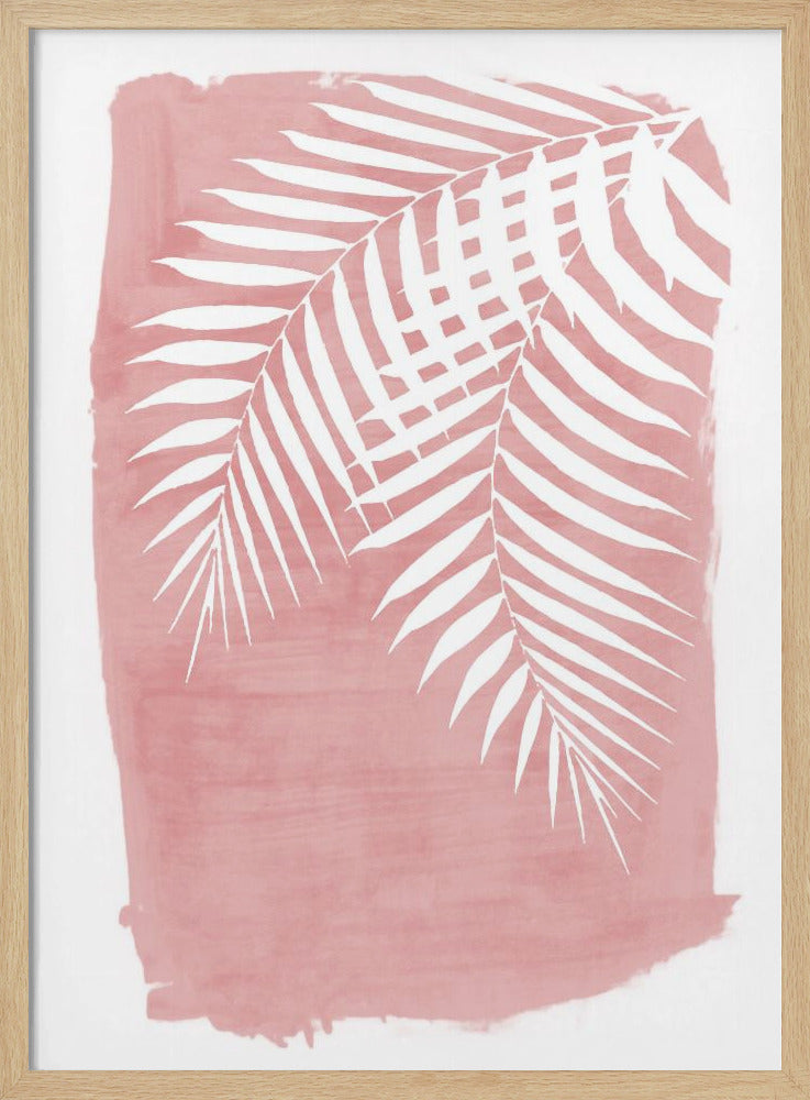 Rosa Palmblätter-Laub-Silhouette Poster