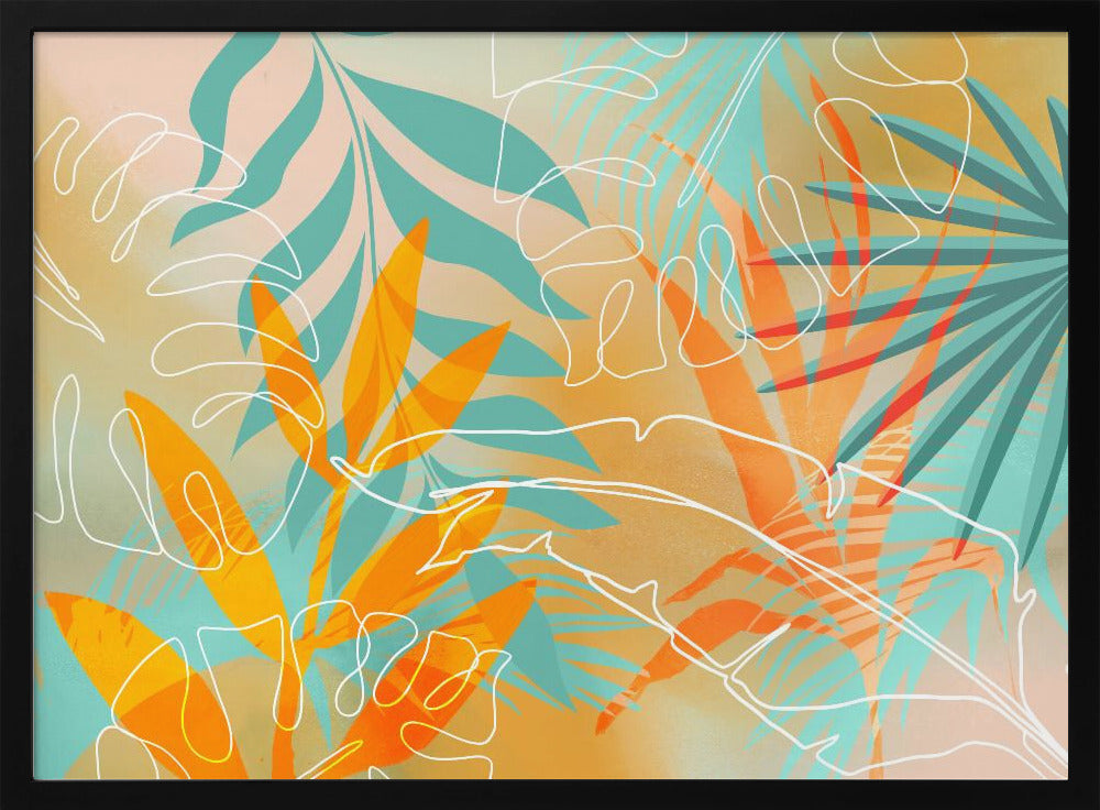 Tropischer Sommer Orange Türkis | Poster