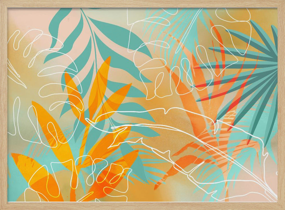 Tropischer Sommer Orange Türkis | Poster