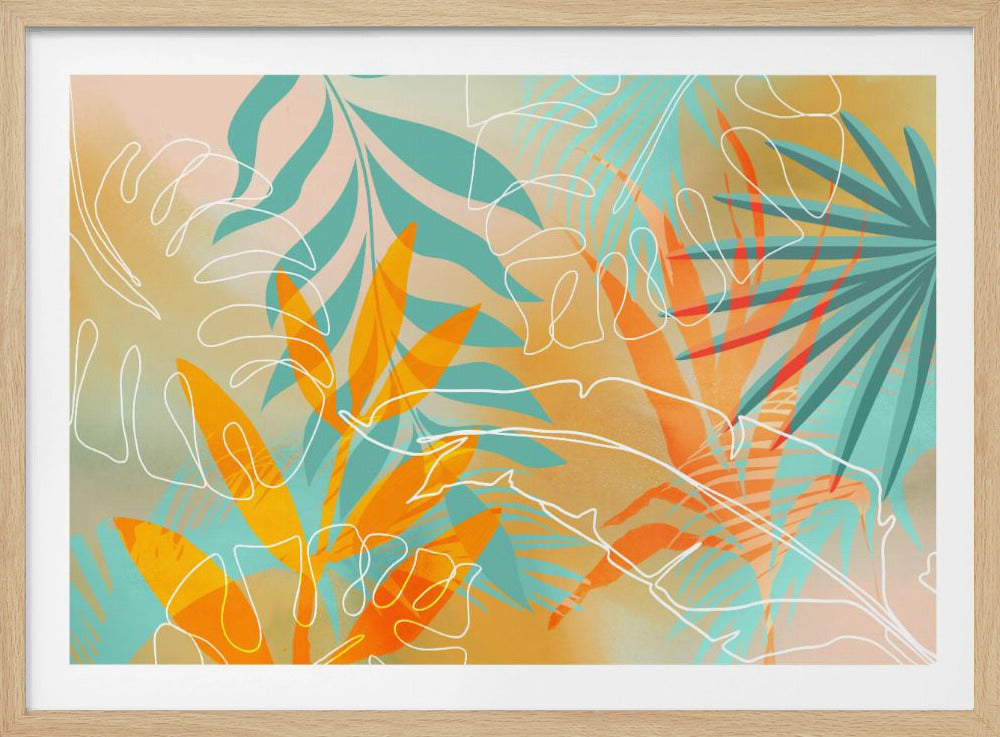 Tropischer Sommer Orange Türkis | Poster