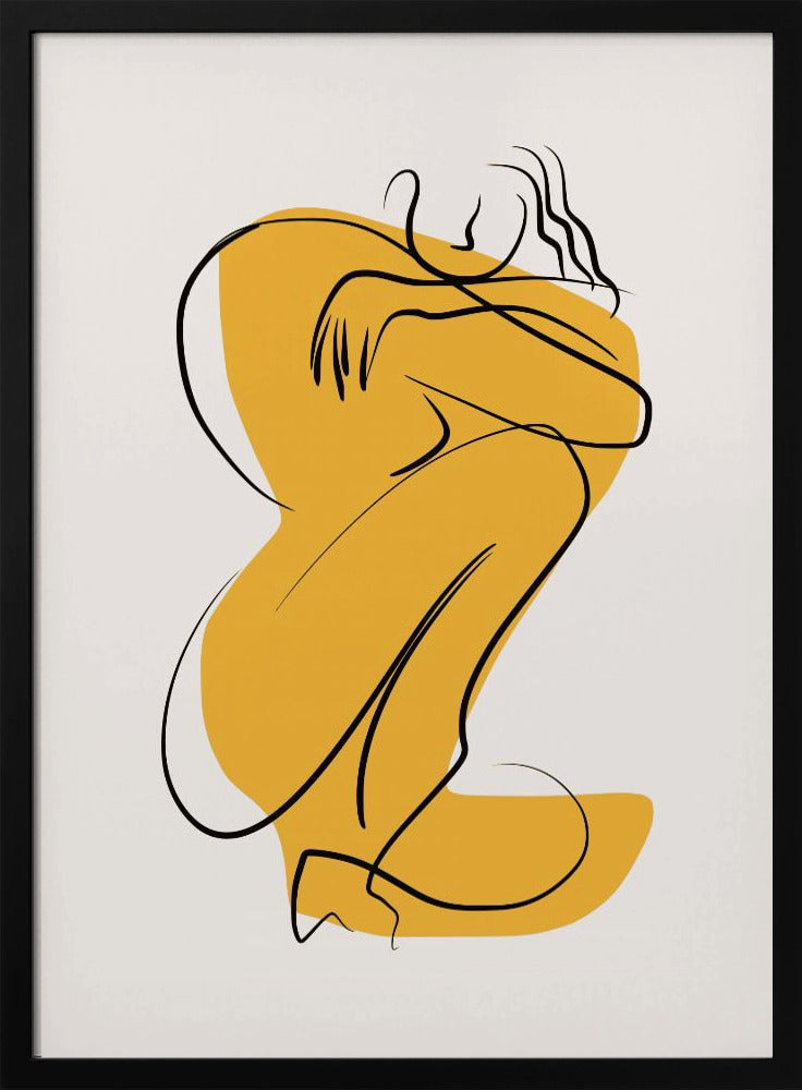 Self Hug Nude In Linear Abstract | Poster