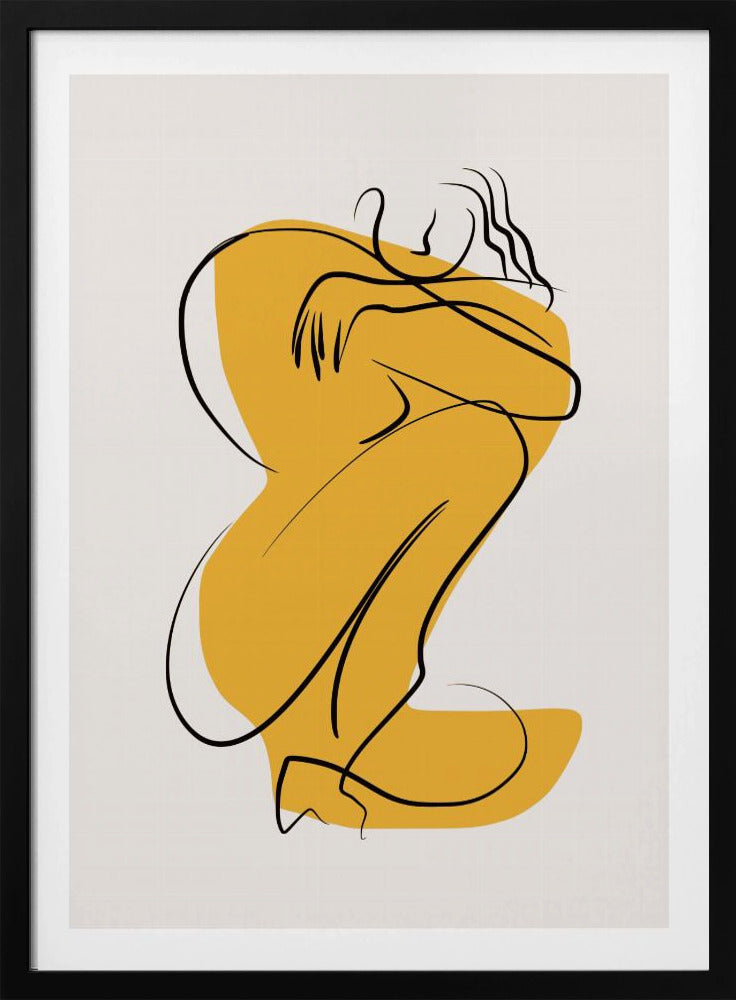 Self Hug Nude In Linear Abstract | Poster