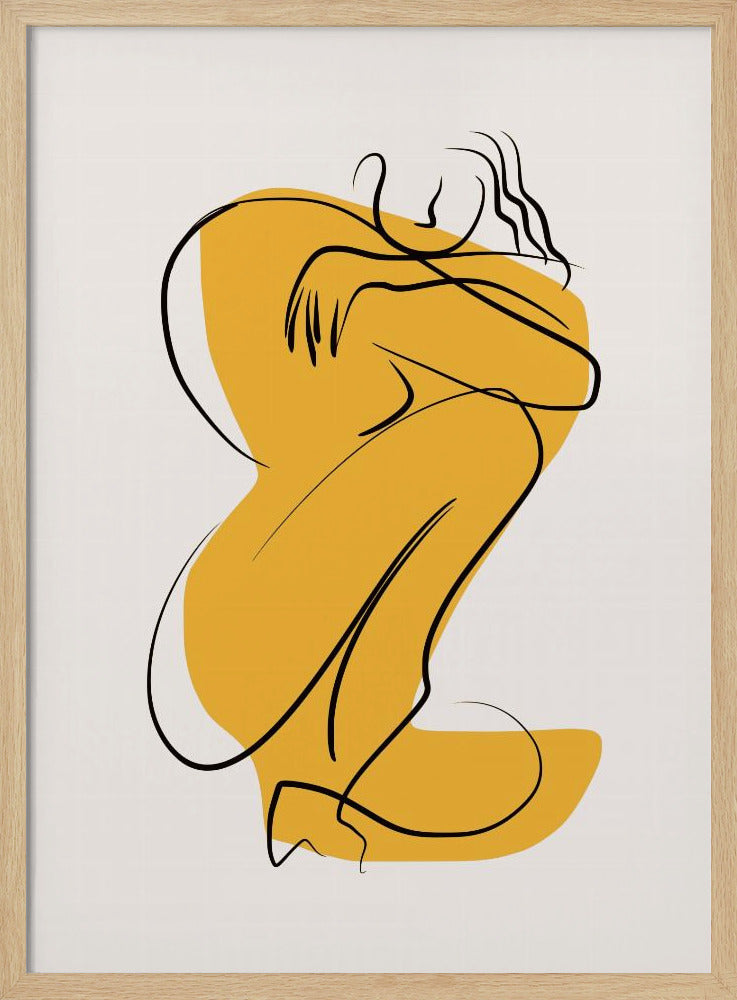 Self Hug Nude In Linear Abstract | Poster