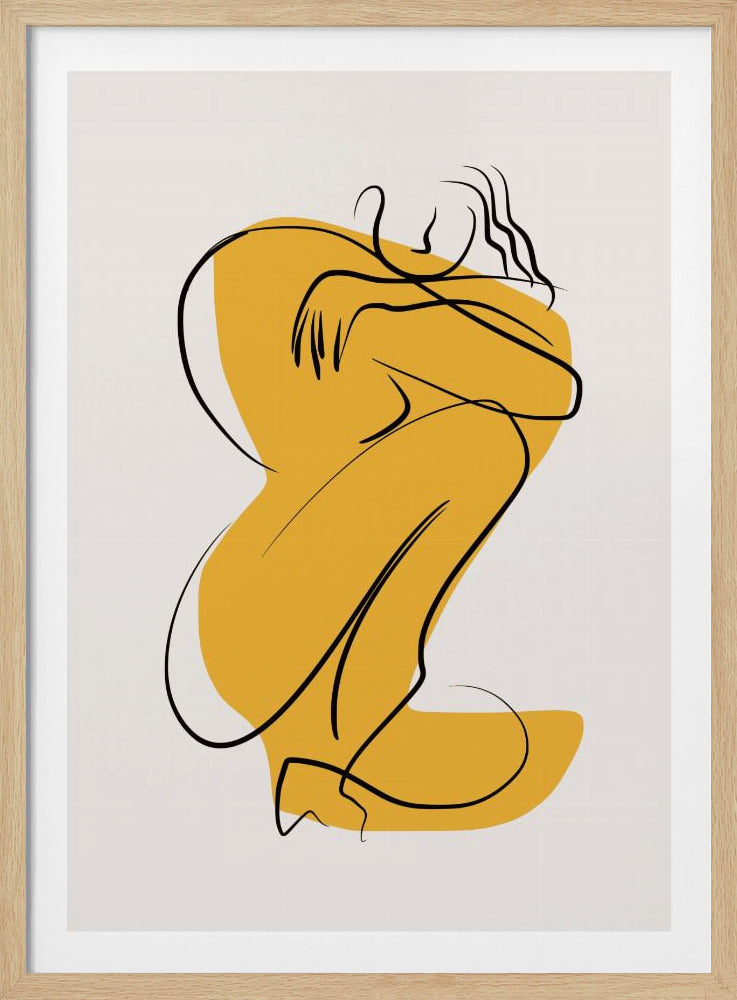 Self Hug Nude In Linear Abstract | Poster