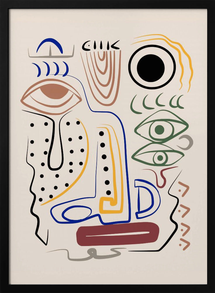 Line Art Bizarre Aboriginal Portrait | Poster