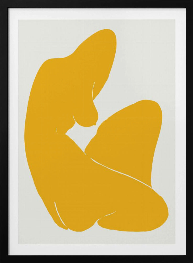Gelbe Silhouette einer weiblichen Figur | Poster
