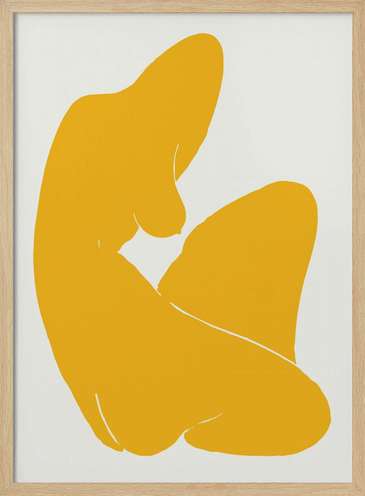 Gelbe Silhouette einer weiblichen Figur | Poster