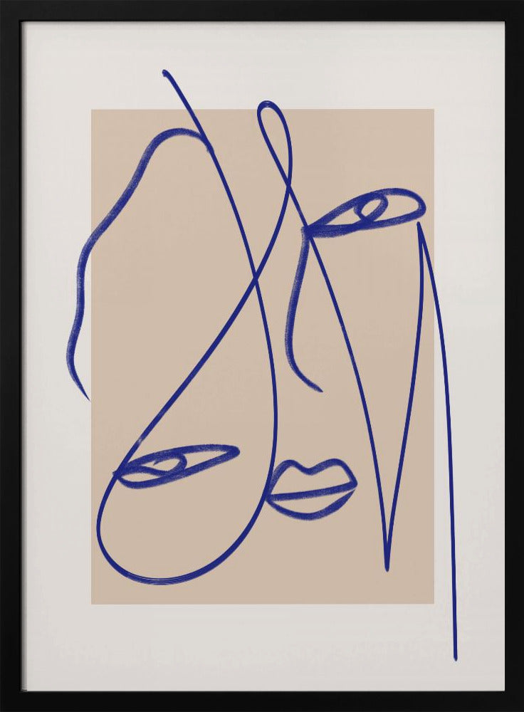 Abstrakte blaue Linienkunst | Poster