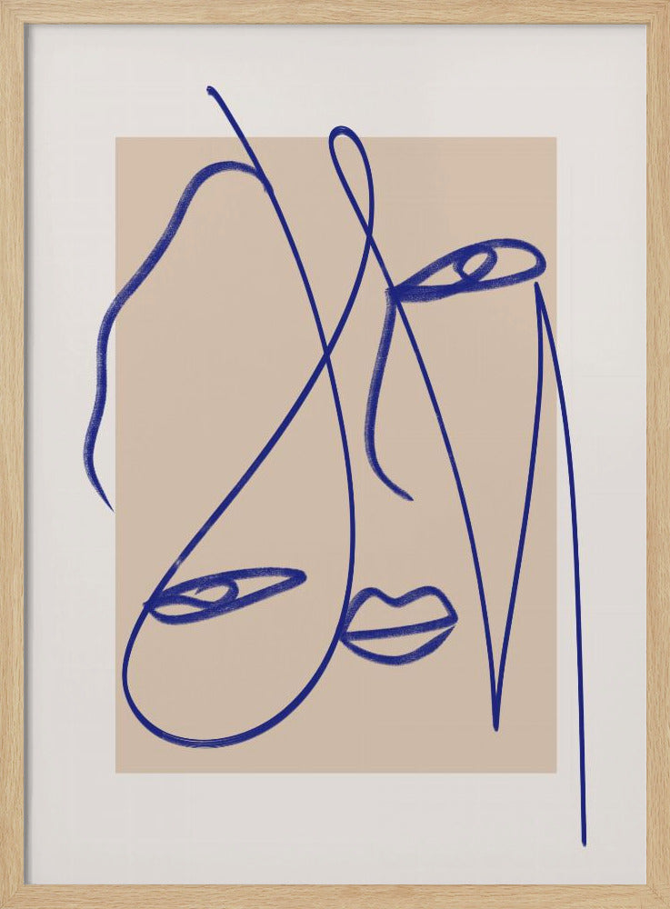 Abstrakte blaue Linienkunst | Poster