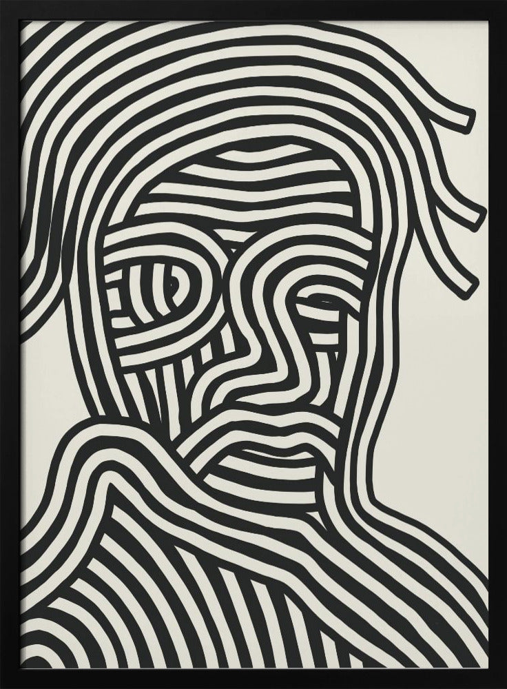 Stilisiertes menschliches Gesicht mit schwarzen Streifen | Poster
