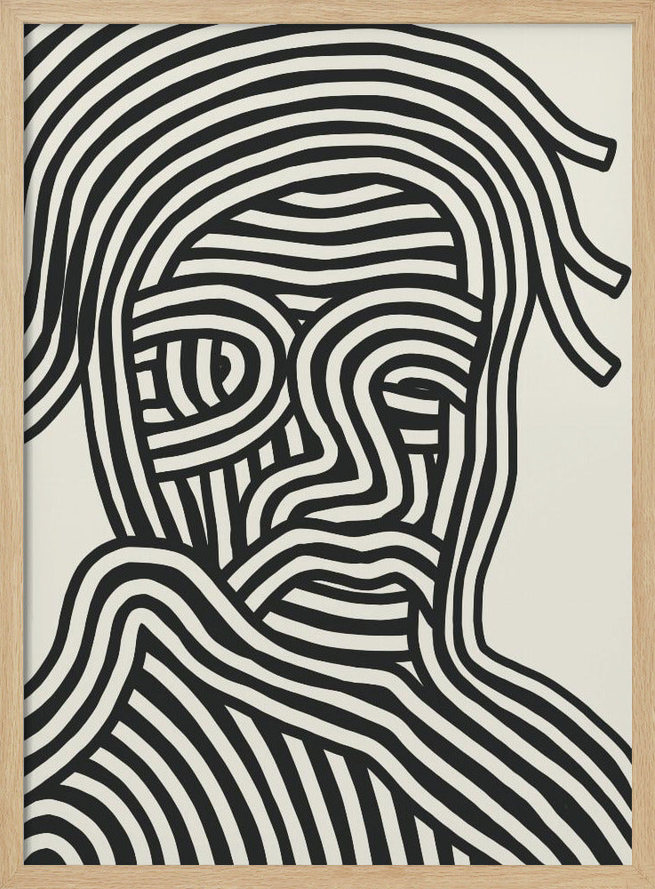 Stilisiertes menschliches Gesicht mit schwarzen Streifen | Poster