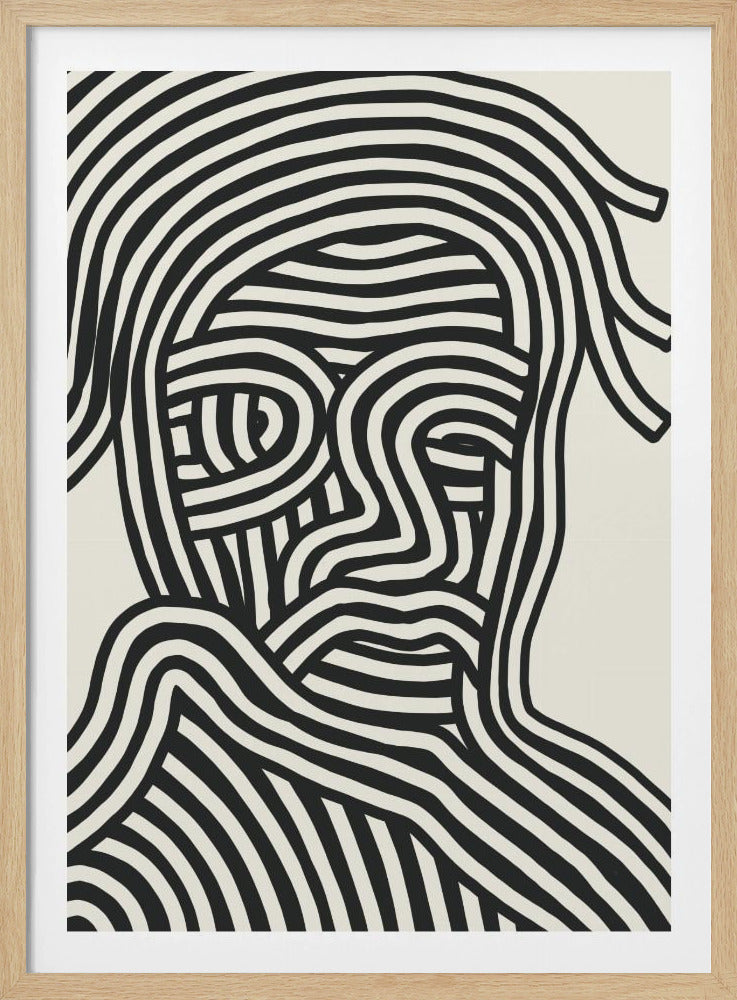 Stilisiertes menschliches Gesicht mit schwarzen Streifen | Poster