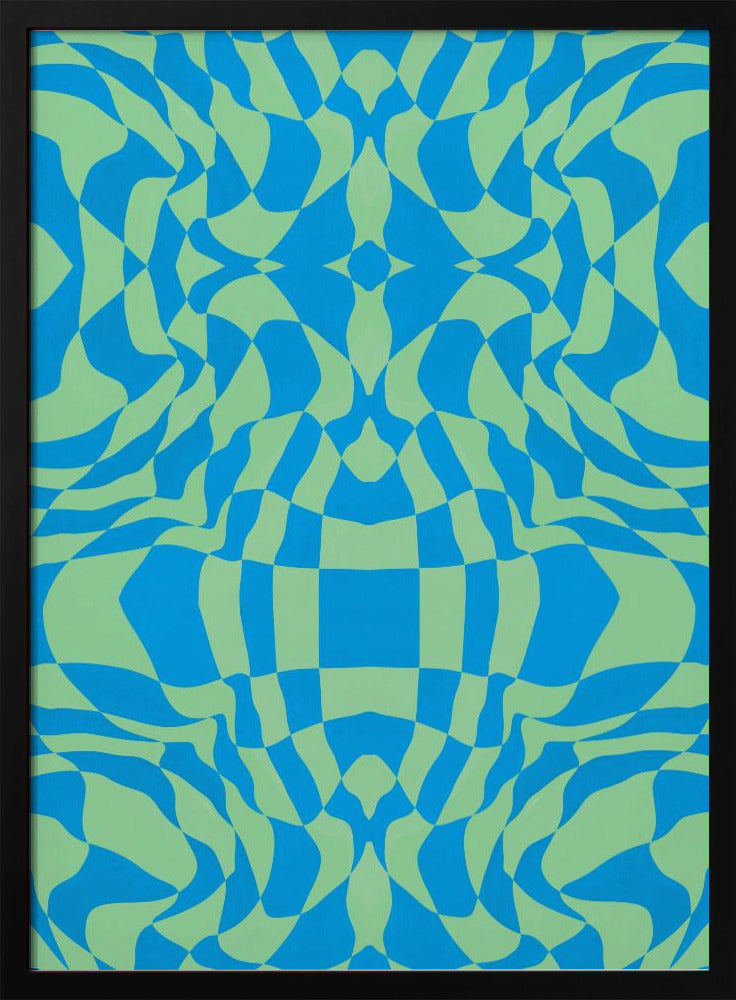 Cool Colors Warp Checkers | Poster