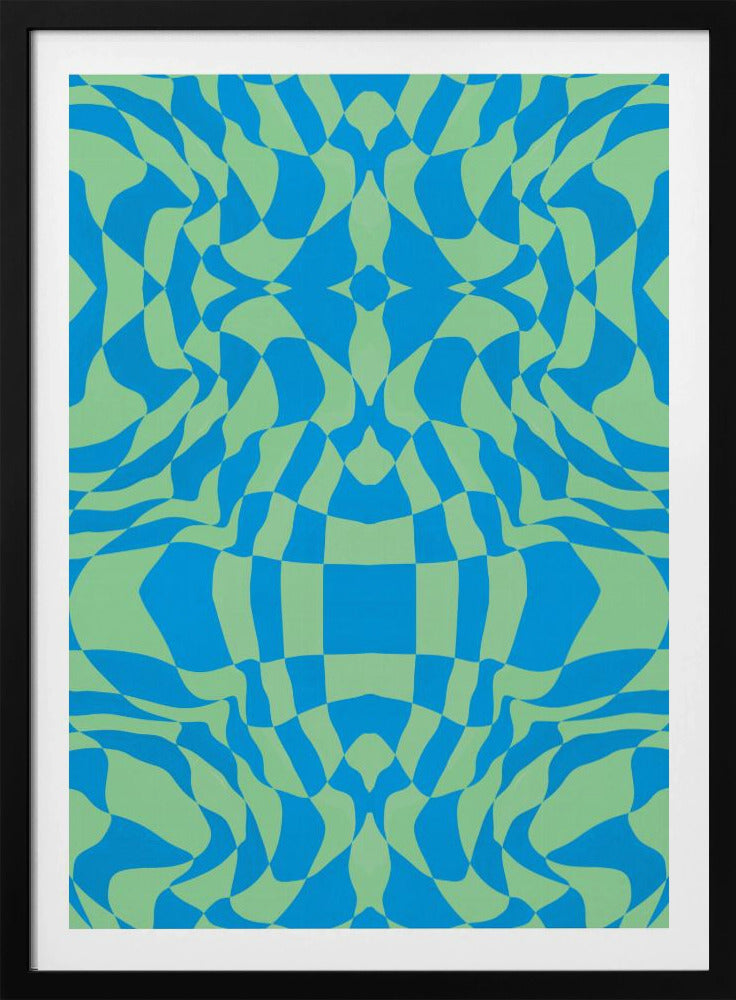 Cool Colors Warp Checkers | Poster