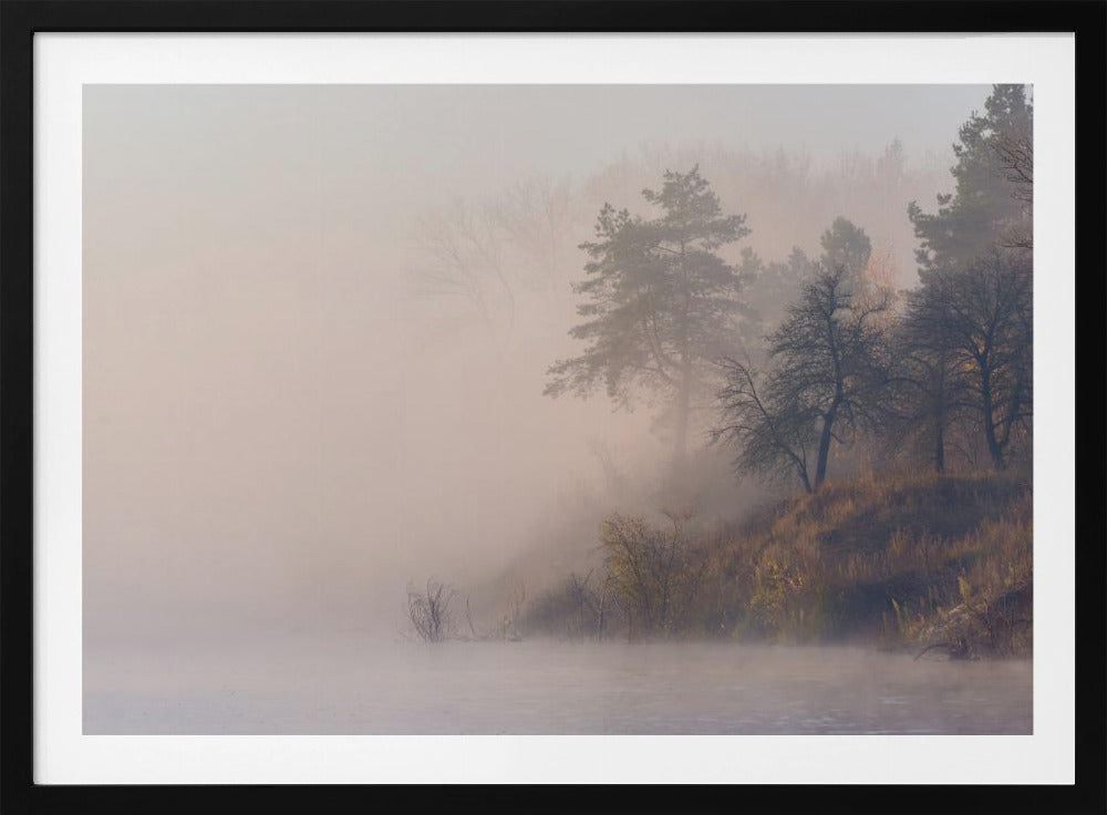 Foggy autumn morning on the river | Poster