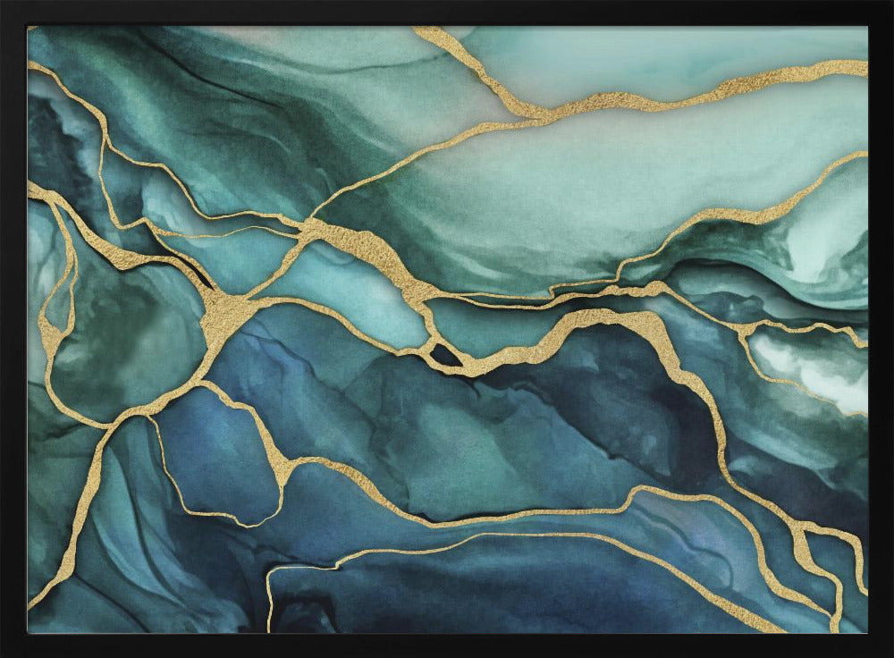 Marmor Eleganz Teal Gold | Poster