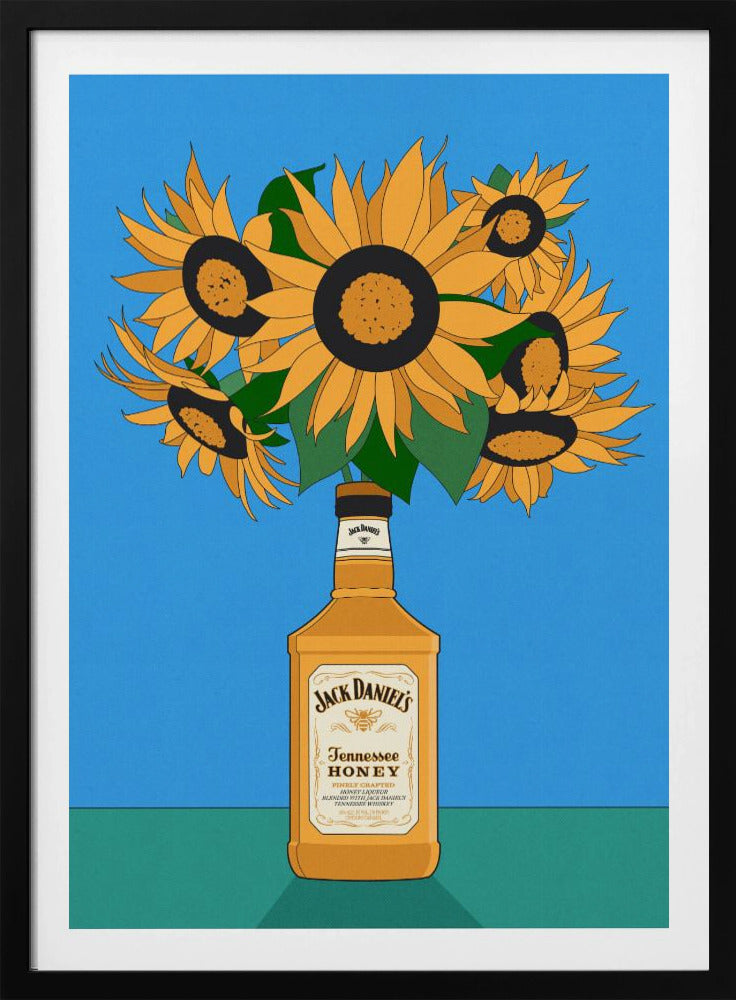 Sonnenblumen in Honig-Whiskey-Retro-Illustration | Poster