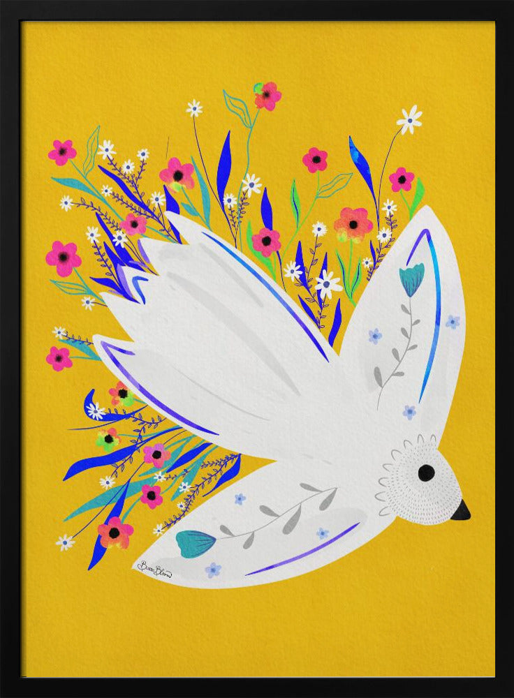 Vogel in Blumen Illustration | Poster