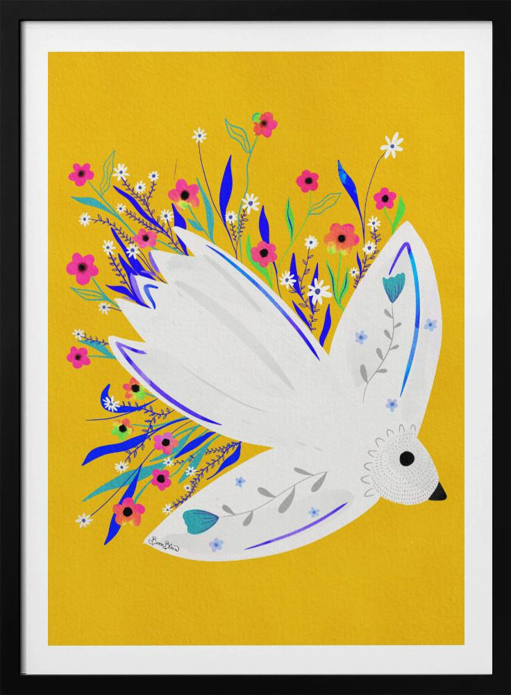 Vogel in Blumen Illustration | Poster