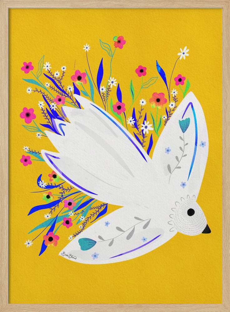 Vogel in Blumen Illustration | Poster