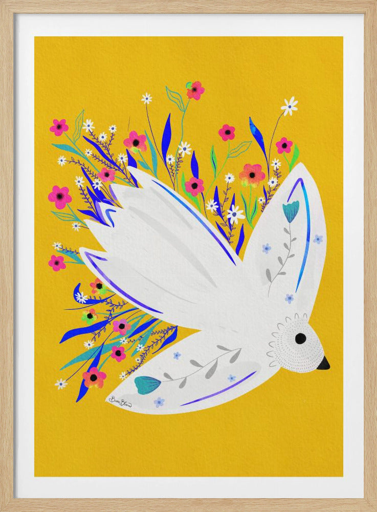 Vogel in Blumen Illustration | Poster