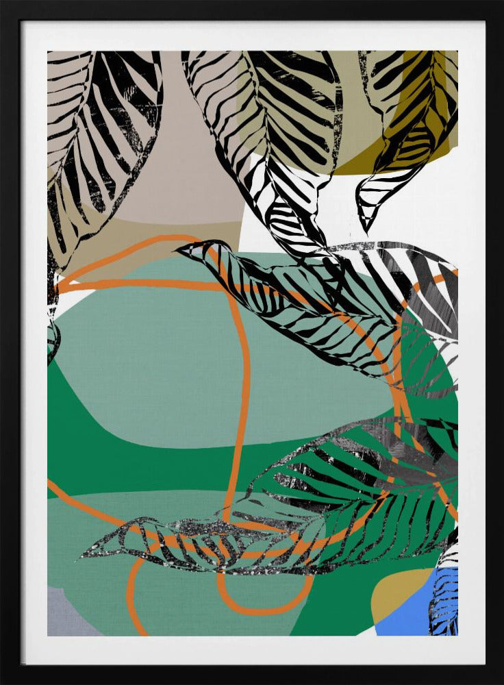 Abstrakte schwarze Blätter mit Farbe Nr. 2 | Poster