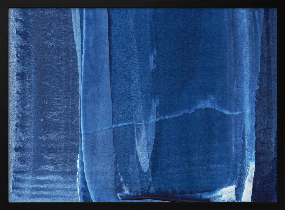 Blaue Textur mit fließenden vertikalen Linien | Poster