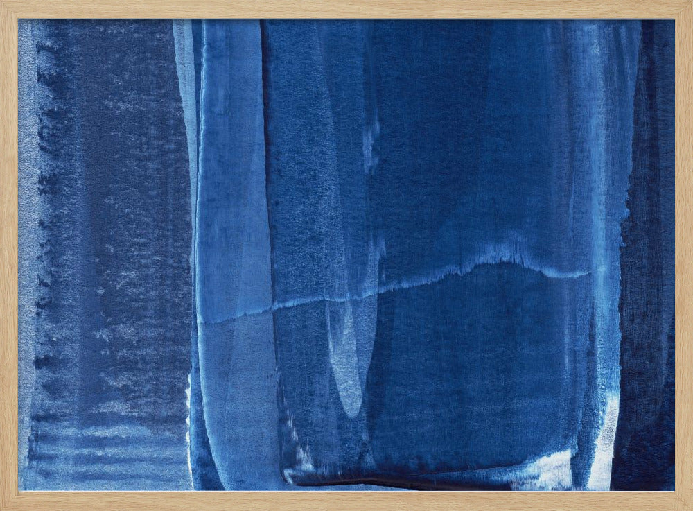 Blaue Textur mit fließenden vertikalen Linien | Poster