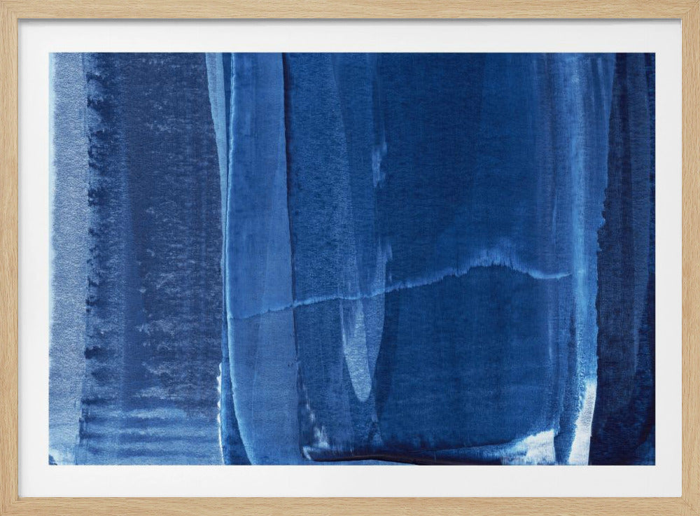 Blaue Textur mit fließenden vertikalen Linien | Poster