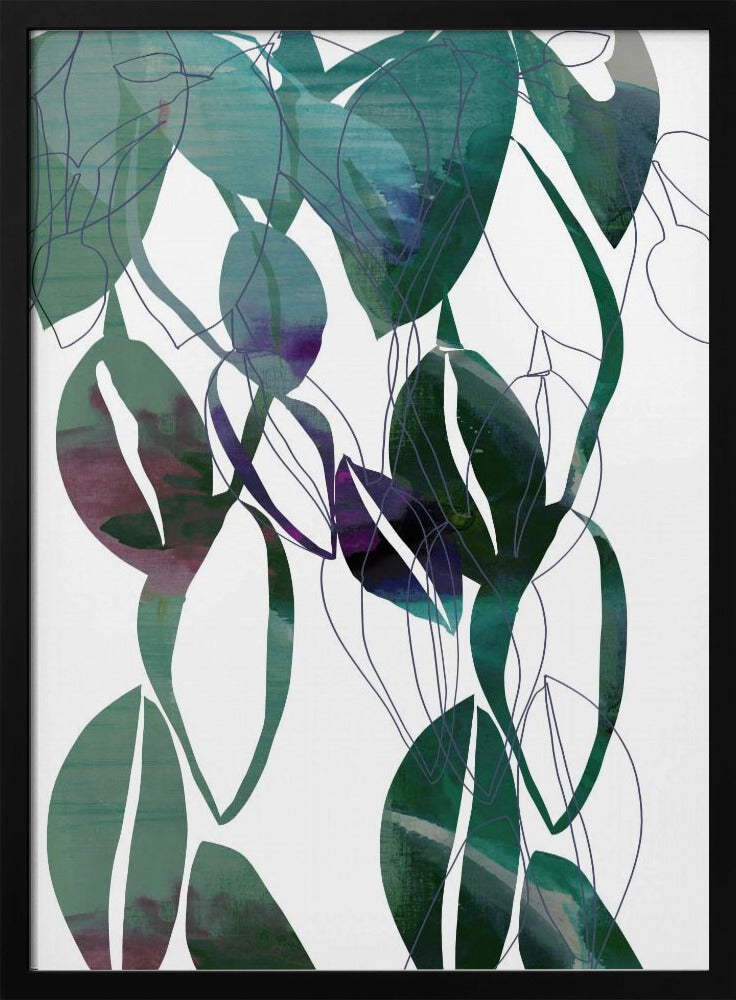 Botanical Leaf Print Art In Navy Blue 4 | Poster