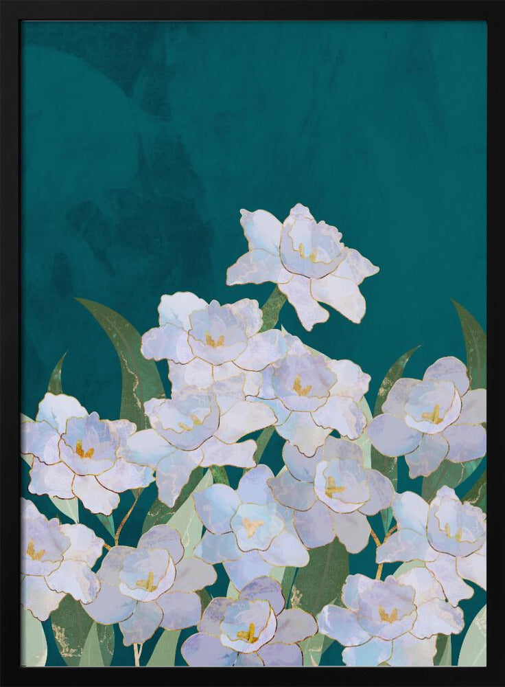 Narzissenblüten Türkis | Poster