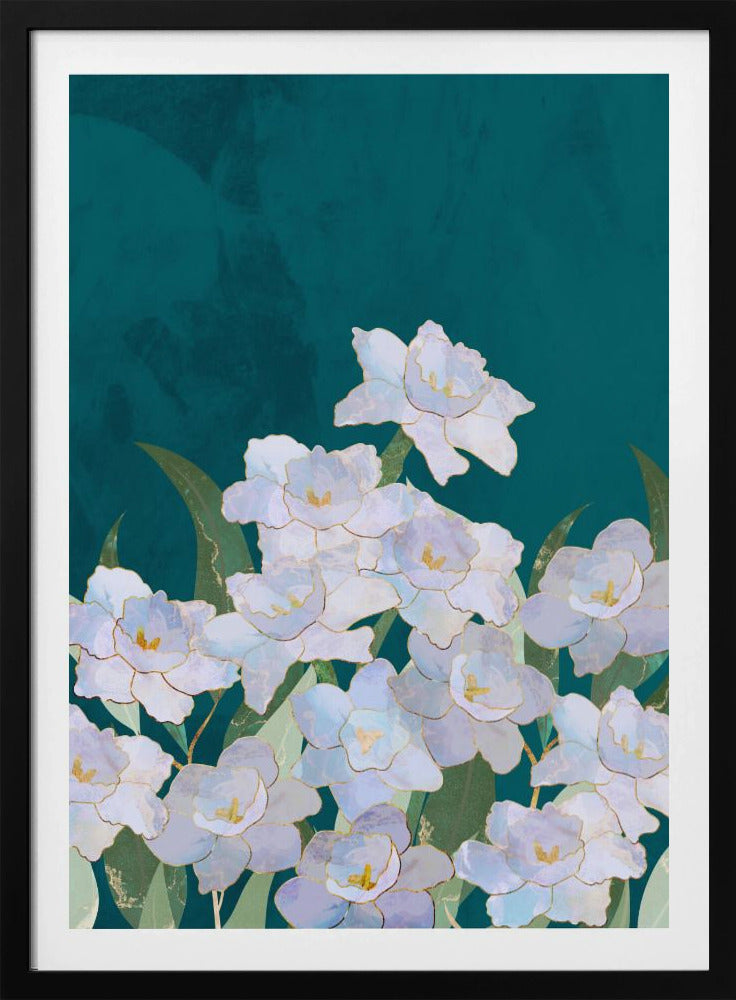 Narzissenblüten Türkis | Poster