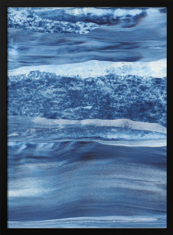 Blaue Textur mit fließenden vertikalen Linien | Poster