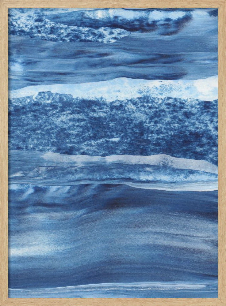 Blaue Textur mit fließenden vertikalen Linien | Poster
