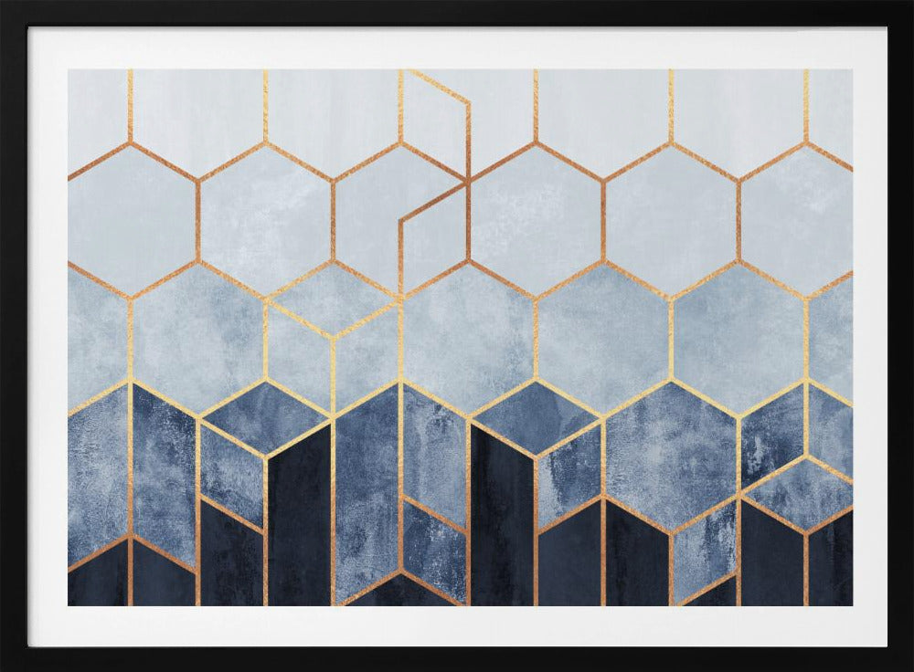 Weiche blaue Sechsecke | Poster
