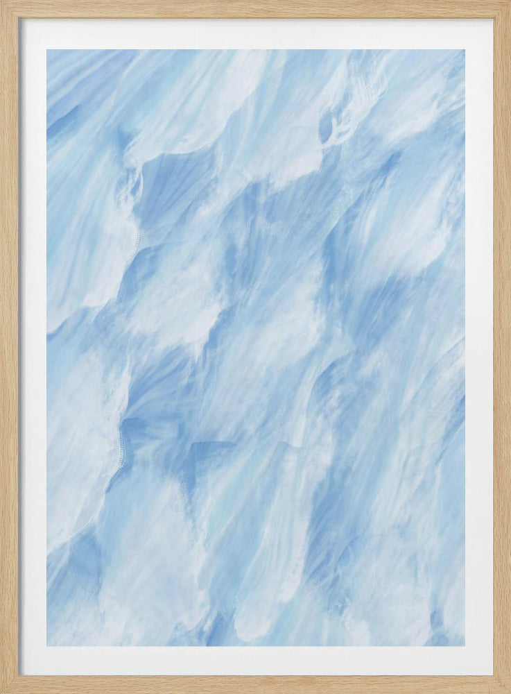 Hellblaue und weiße Pinselstriche | Poster