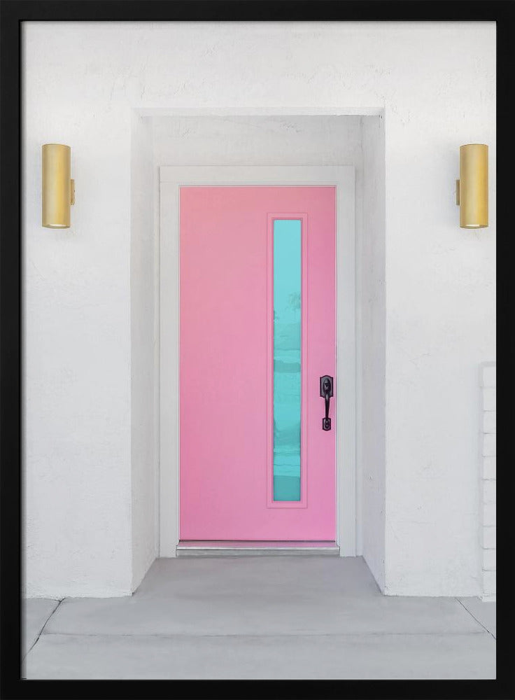 Rosa Tür mit blauem Fenster | Poster