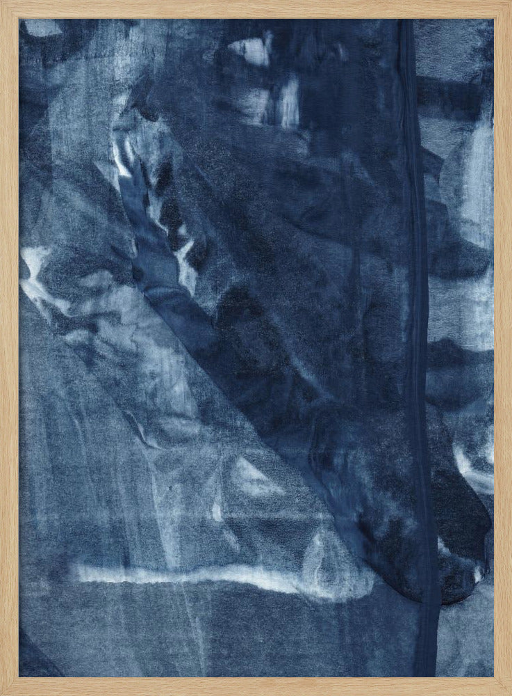 Blaue Textur mit fließenden vertikalen Linien | Poster