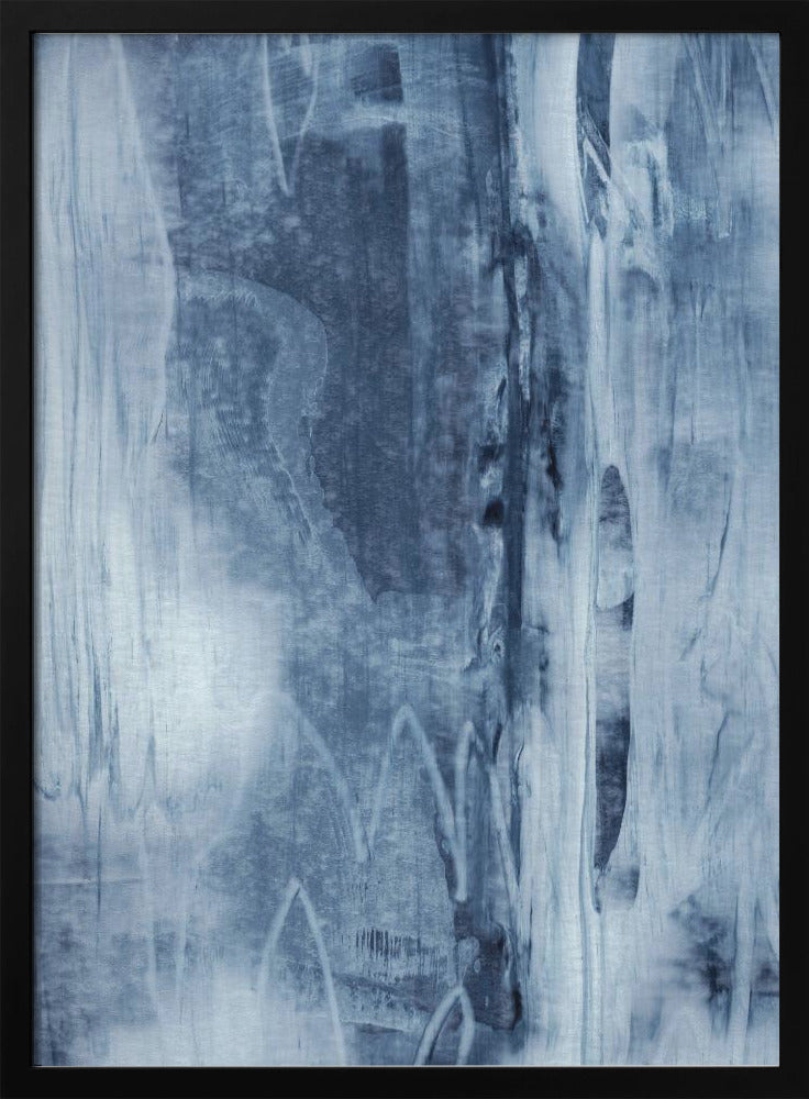 Blaue Textur mit fließenden vertikalen Linien | Poster