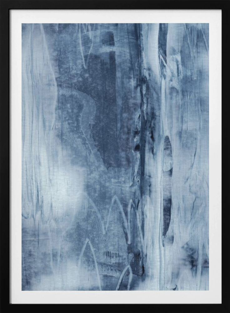 Blaue Textur mit fließenden vertikalen Linien | Poster
