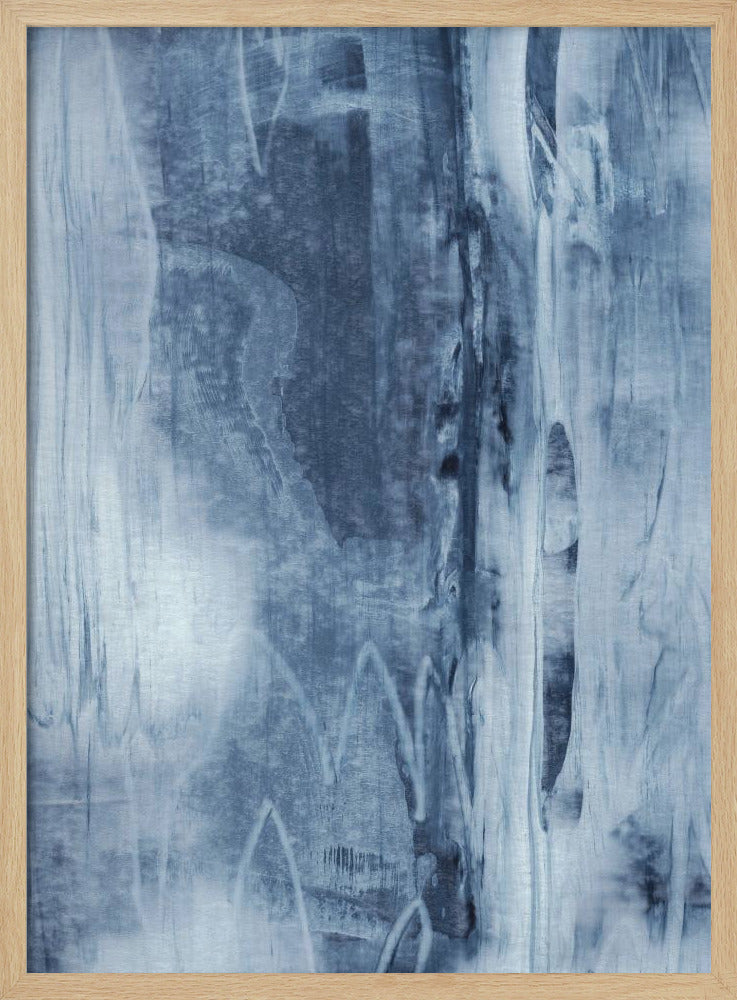 Blaue Textur mit fließenden vertikalen Linien | Poster