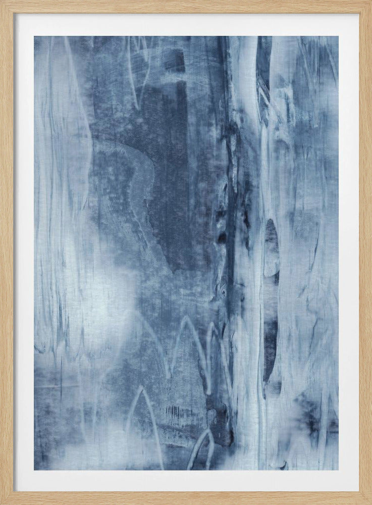 Blaue Textur mit fließenden vertikalen Linien | Poster
