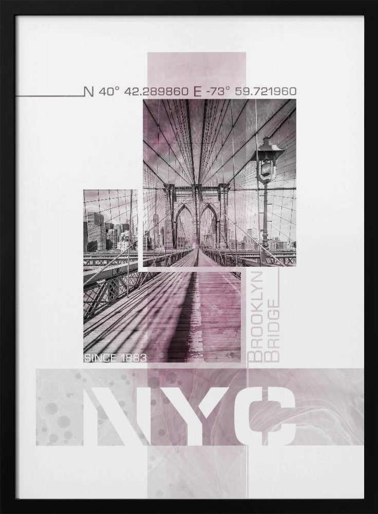 Posterkunst NYC Brooklyn Bridge | rosa Marmor | Poster