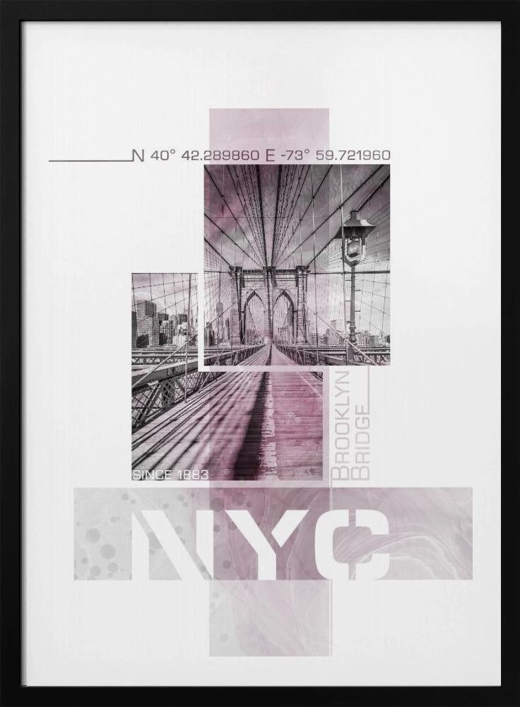 Posterkunst NYC Brooklyn Bridge | rosa Marmor | Poster