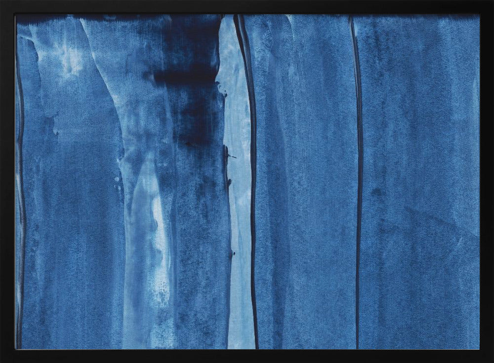 Blaue Textur mit fließenden vertikalen Linien | Poster