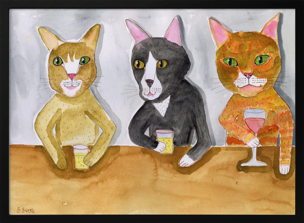 Drei Katzen an der Bar | Poster