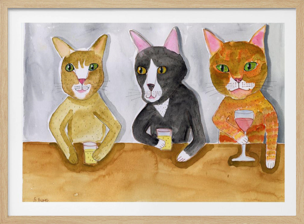 Drei Katzen an der Bar | Poster