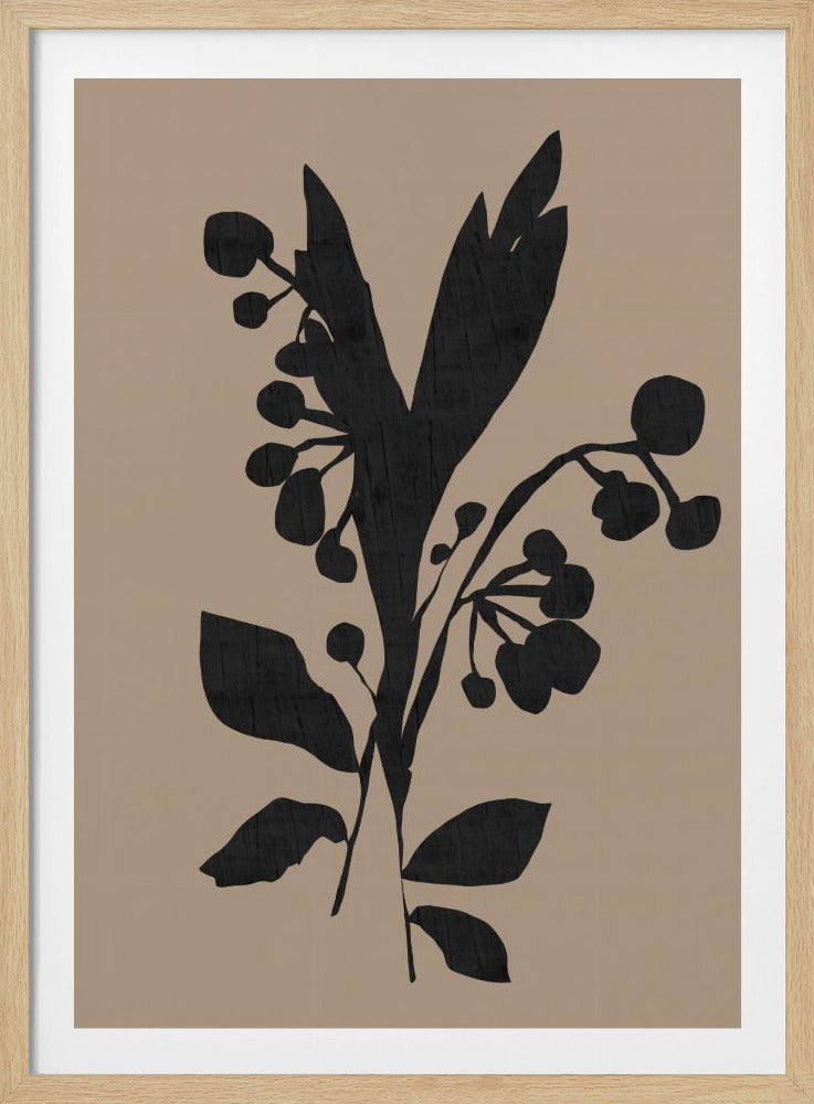Schwarze Blumenknospen Moderne botanische Silhouette | Poster